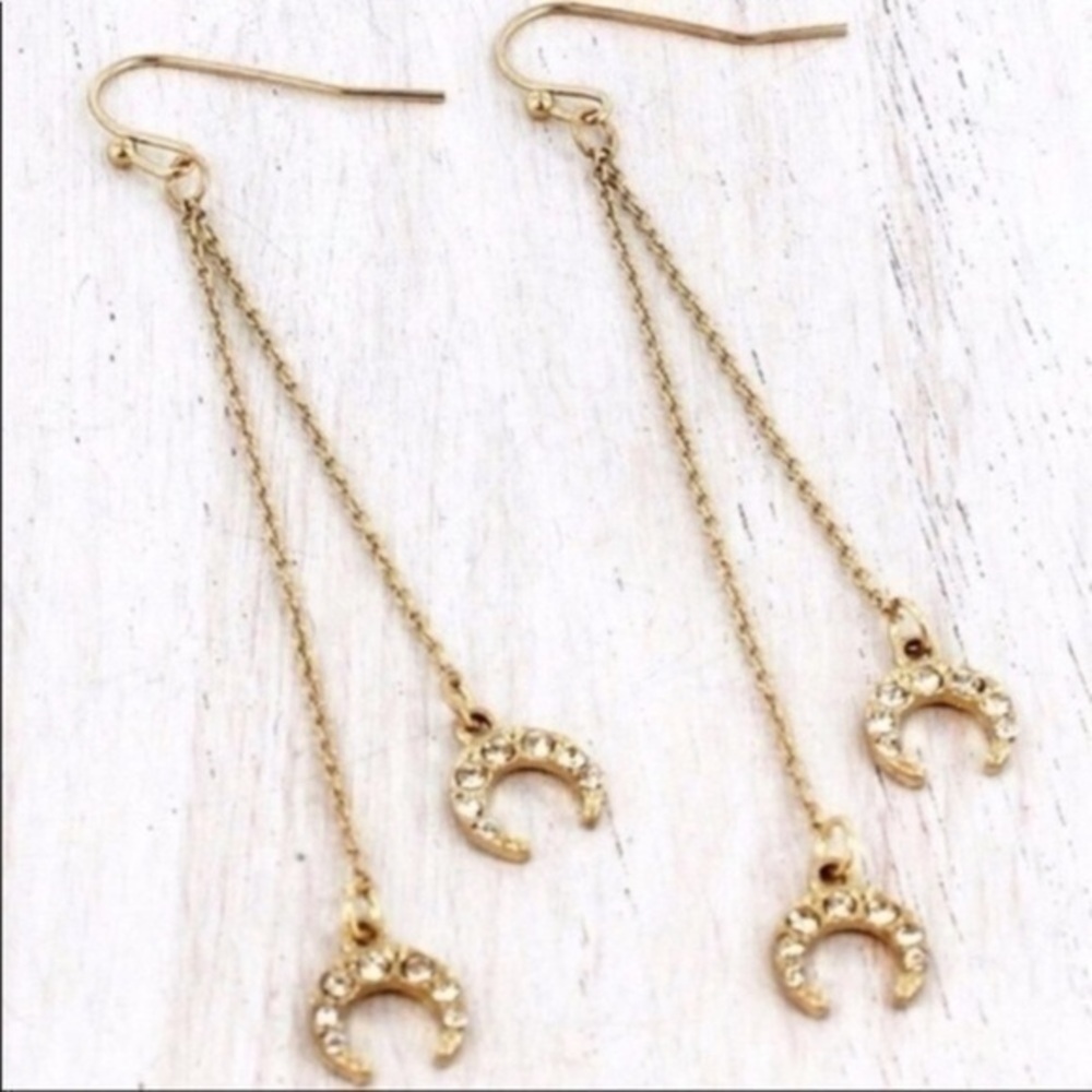 ☀️ 2 Gold Crystal Accented Double Horns On Chains